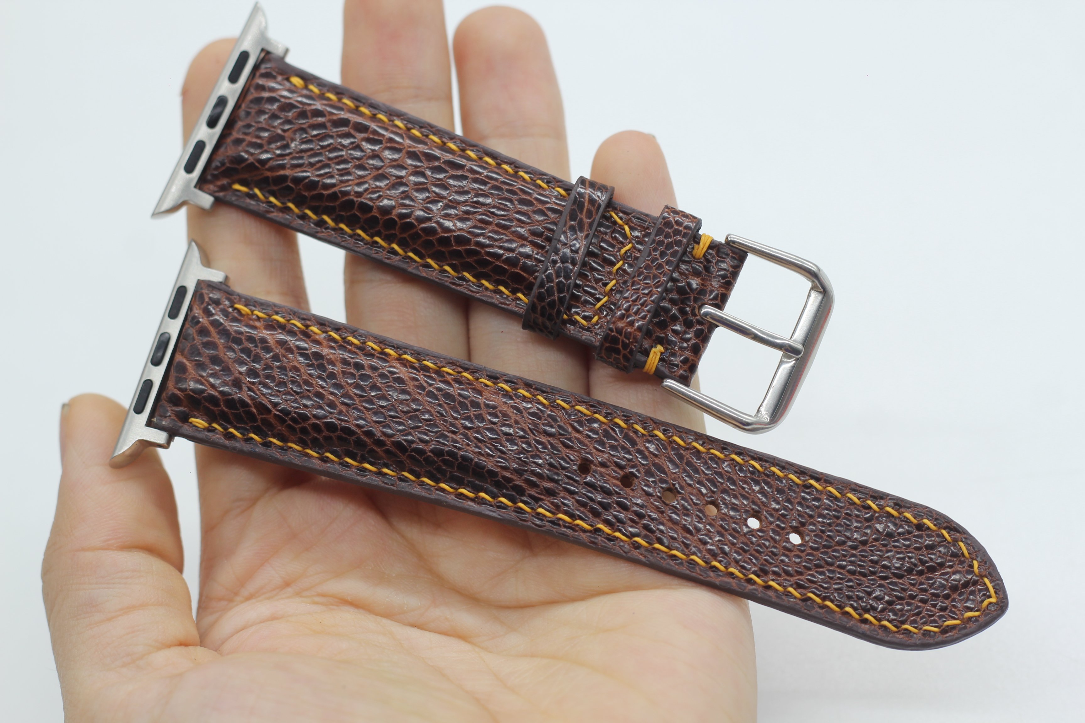 DÂY DA ĐÀ ĐIỂU THẬT HANDMADE HÀNG CHÍNH HÃNG SONGHAN LEATHER , DÂY ĐEO THAY THẾ DÀNH CHO APPLE WATCH PHÙ HỢP CÁC DÒNG SERIES 1-2-3-4-5-6-SE-7 38mm 40mm 41mm 42mm 44mm 45mm   AWOS-01