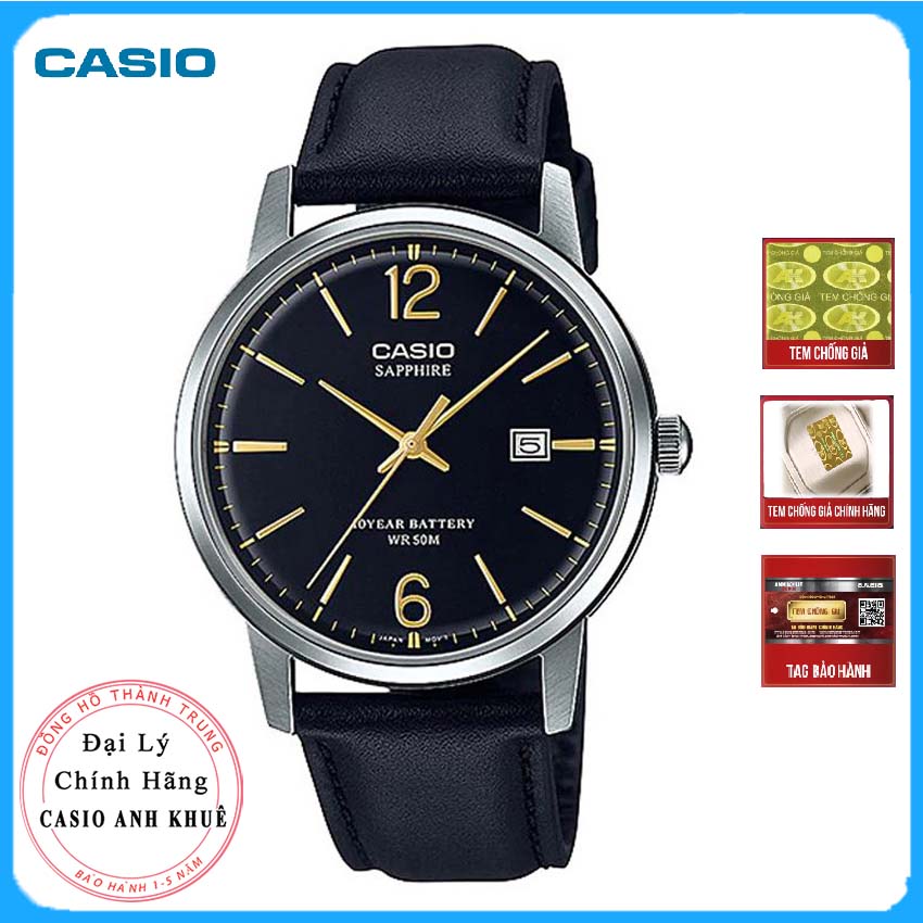 Đồng Hồ Nam Casio MTS-110L-1AVDF Mặt Sapphire Pin 10 Năm Cỡ Nhỏ