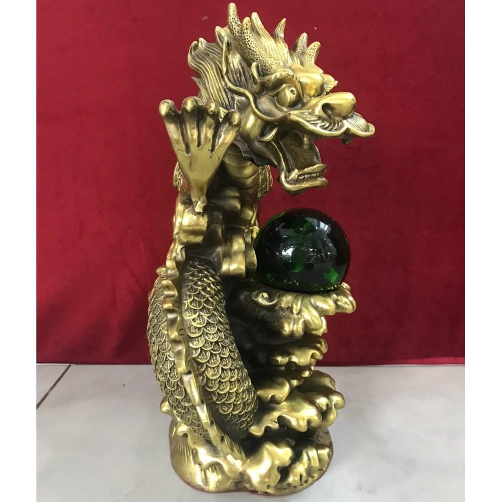 Tượng rồng nhả ngọc bằng đồng MS266