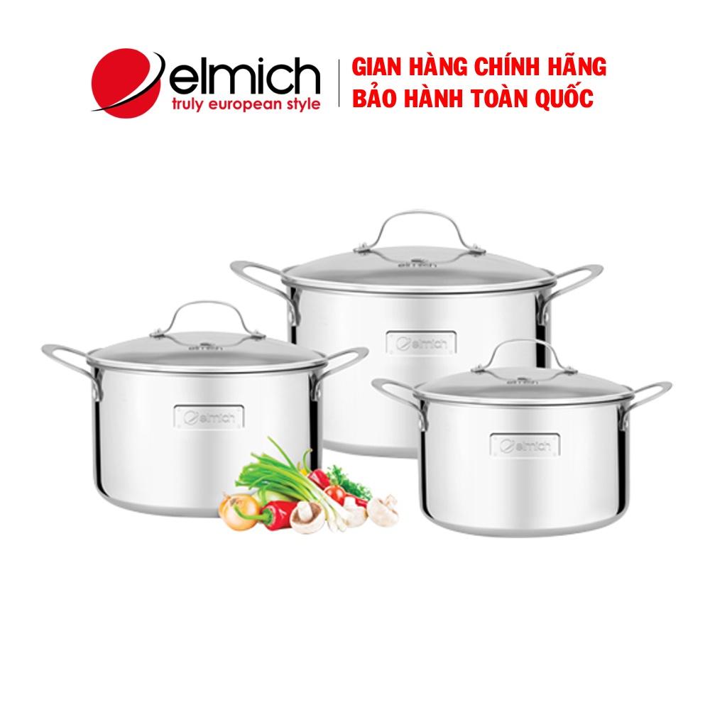 Bộ nồi inox cao cấp 3 lớp đáy liền Trimax 2353741, Gồm 3 chiếc size 16cm, 20cm, 24cm, Chất liệu inox 304, Dùng được trên mọi loại bếp