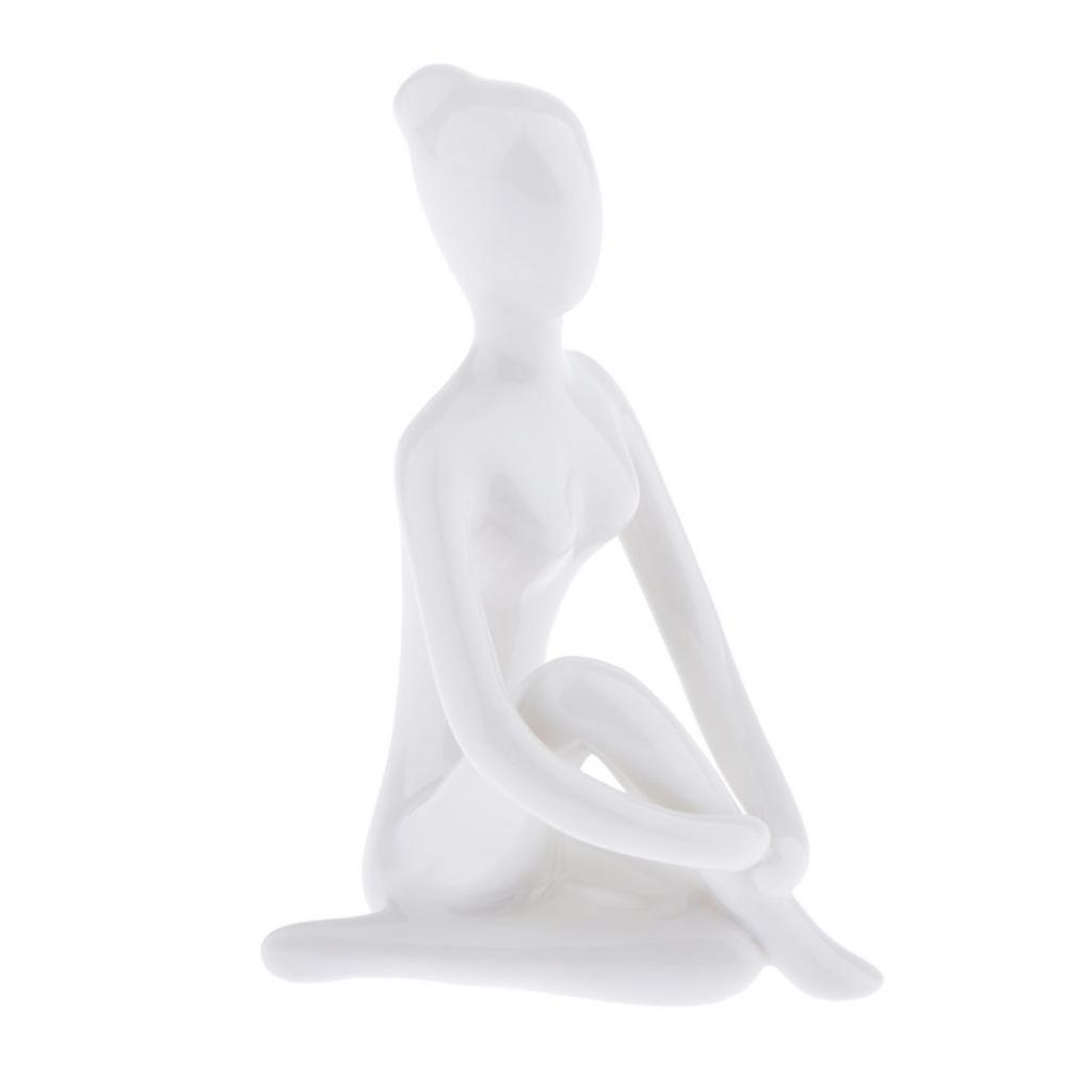 2pcs Ceramic Yoga Figure Ornament Statue Sculpture