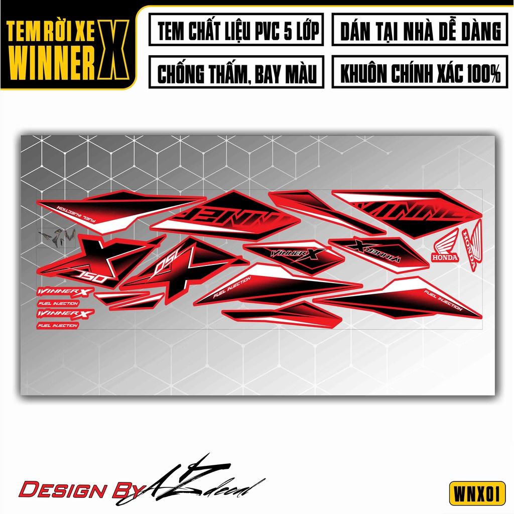Tem Rời Dán Xe Winner X Mẫu Thiếu Kế X 150 | WNX01 | Decal Chế Xe Chất Liệu PVC Chống Nước, Chống Bay Màu - Trắng Đỏ