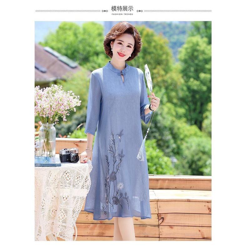 ️Đầm Suông Trung Niên️Đầm Dự Tiệc Trung Niên Phối Họa Tiết Hoa Dáng Suông Sang Trọng Size M -&gt; 3XL