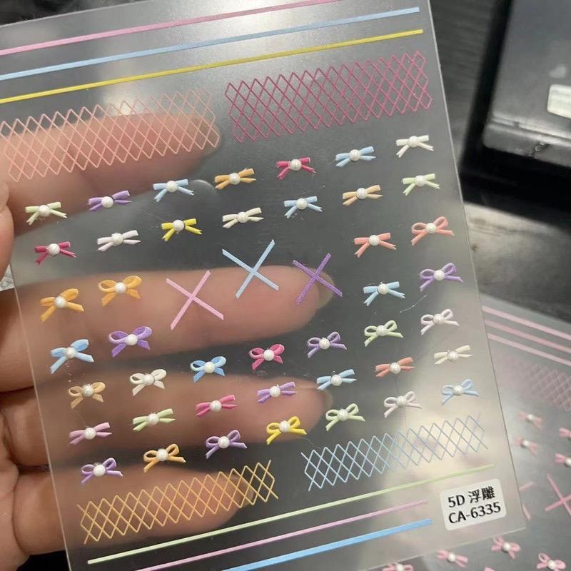 Sticker 5D Dán Móng Cao Cấp Nơ  7 Màu Trang Trí Làm Nail Hot Trend 2024 Nữ Women