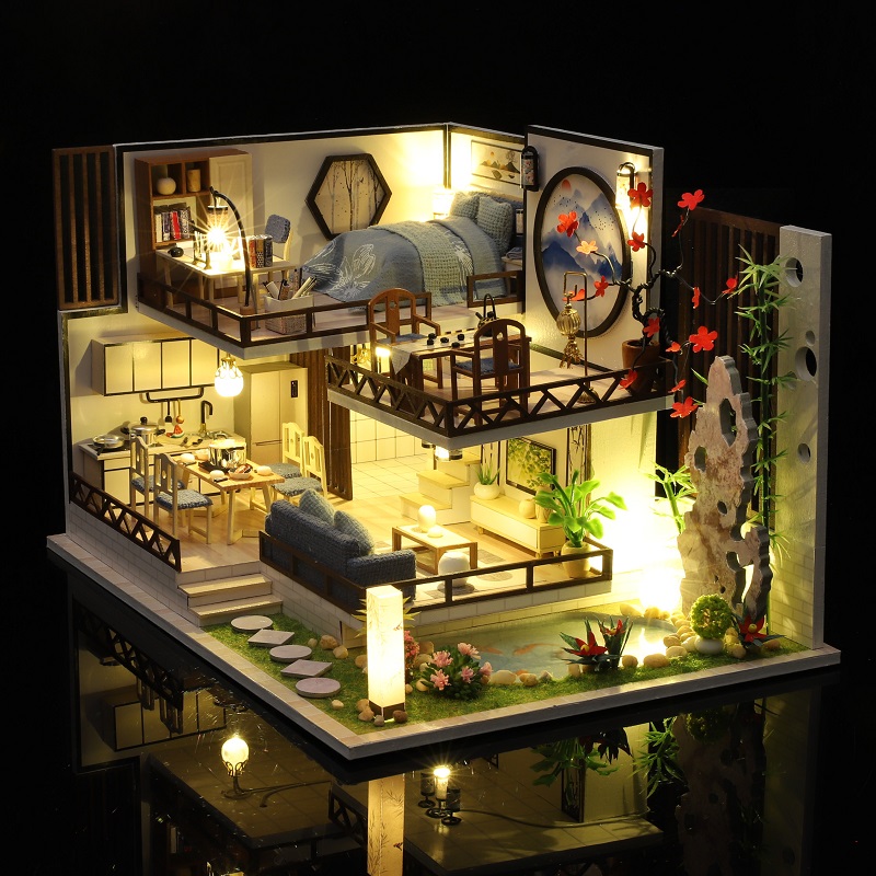 Mô hình nhà DIY Doll House Ink Fragrant Bamboo Rhyme Kèm Mica Chống bụi