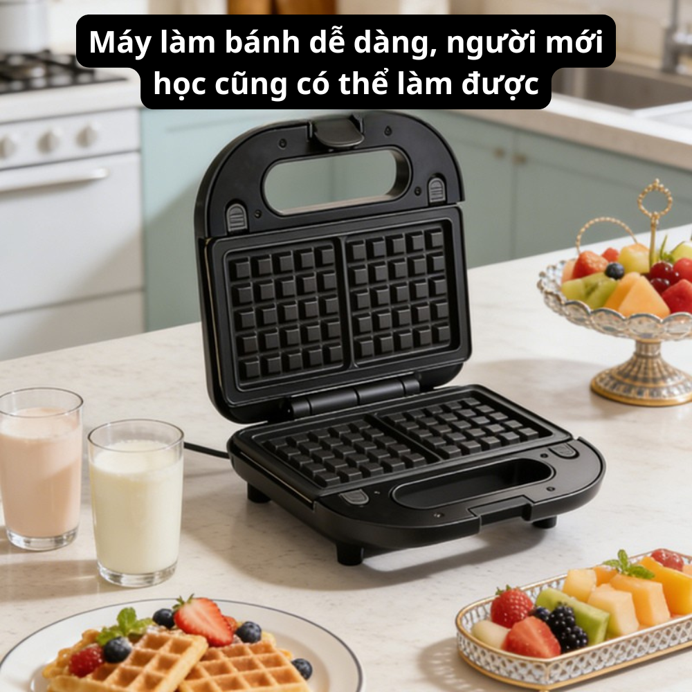 Máy kẹp nướng bánh mì đa năng 3IN1 Lumabella LB-58097 công suất lớn 750W, khay nướng chống dính tháo lắp dễ dàng, dễ vệ sinh - DELIYA - HÀNG CHÍNH HÃNG