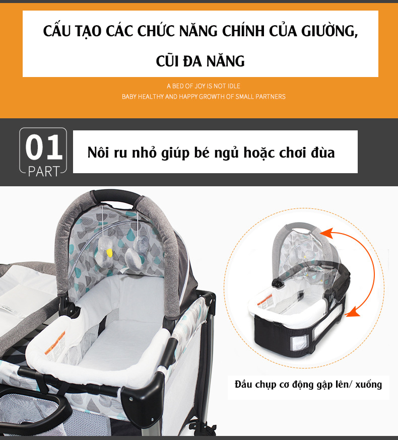 Giường cũi, nôi 4 in1 đa năng cho trẻ sơ sinh Alfor Baby