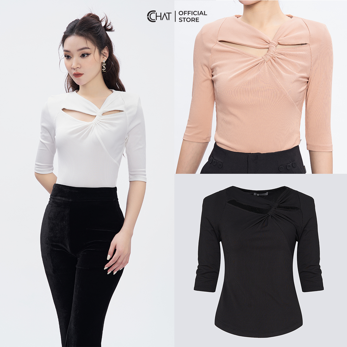 Áo Thun  Kiểu Ngực Vặn Thừng Chất Vải Cao Cấp Co Giãn 4 Chiều 53TNC2011OT