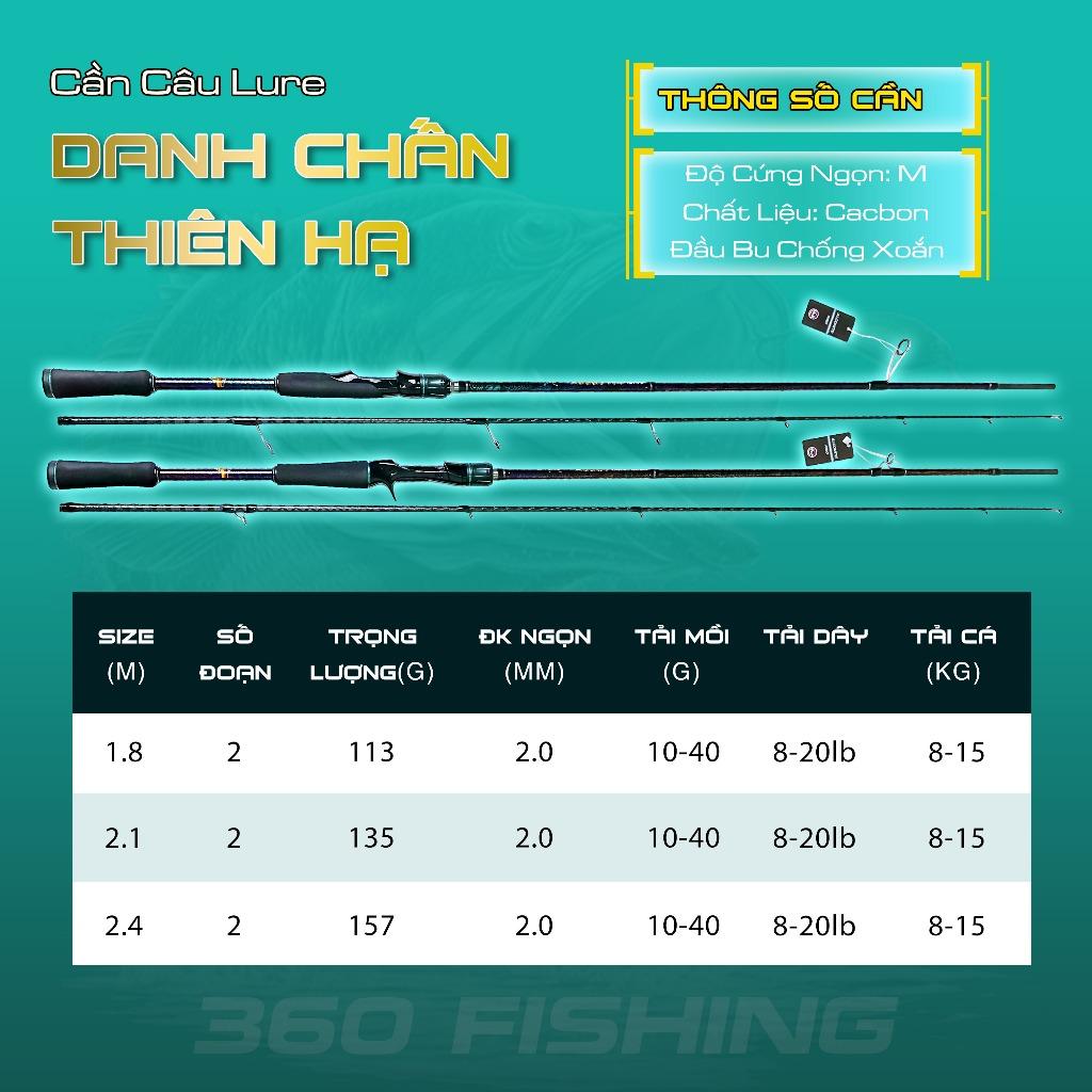 Cần Câu Lure Danh Chấn Thiên Hạ Độ Cứng M khoen Fuji CM15 Carbon Xoắn Cao Cấp tải tĩnh 3kg
