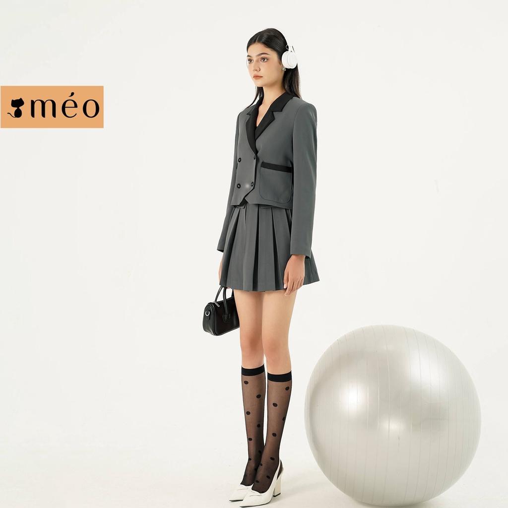 Áo blazer croptop nữ Méo shop dài tay túi hộp Fenghi
