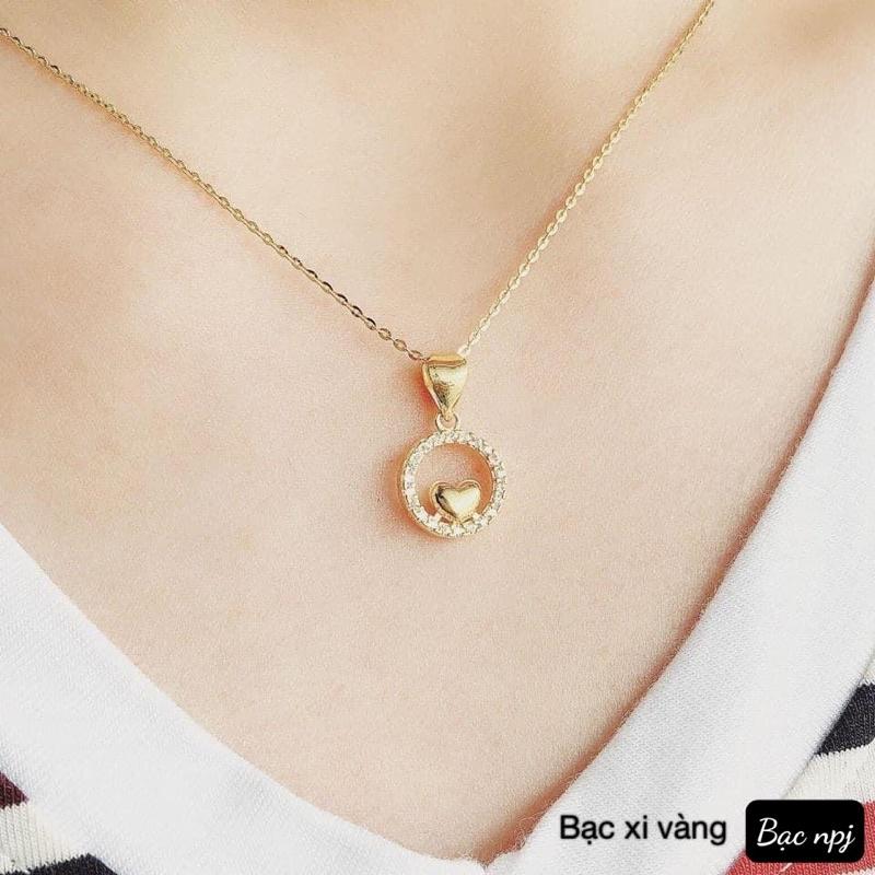 Dây chuyền Tim , Vòng cổ tim đính đá️ MIỄN PHÍ KHẮC ️ Bạc Ta - Bạc Npj