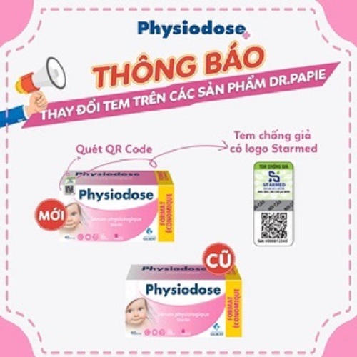 Physiodose- Nước muối sinh lý đơn liều (hộp 40 ống x 5ml) - Vệ sinh mắt mũi tai miệng cho bé