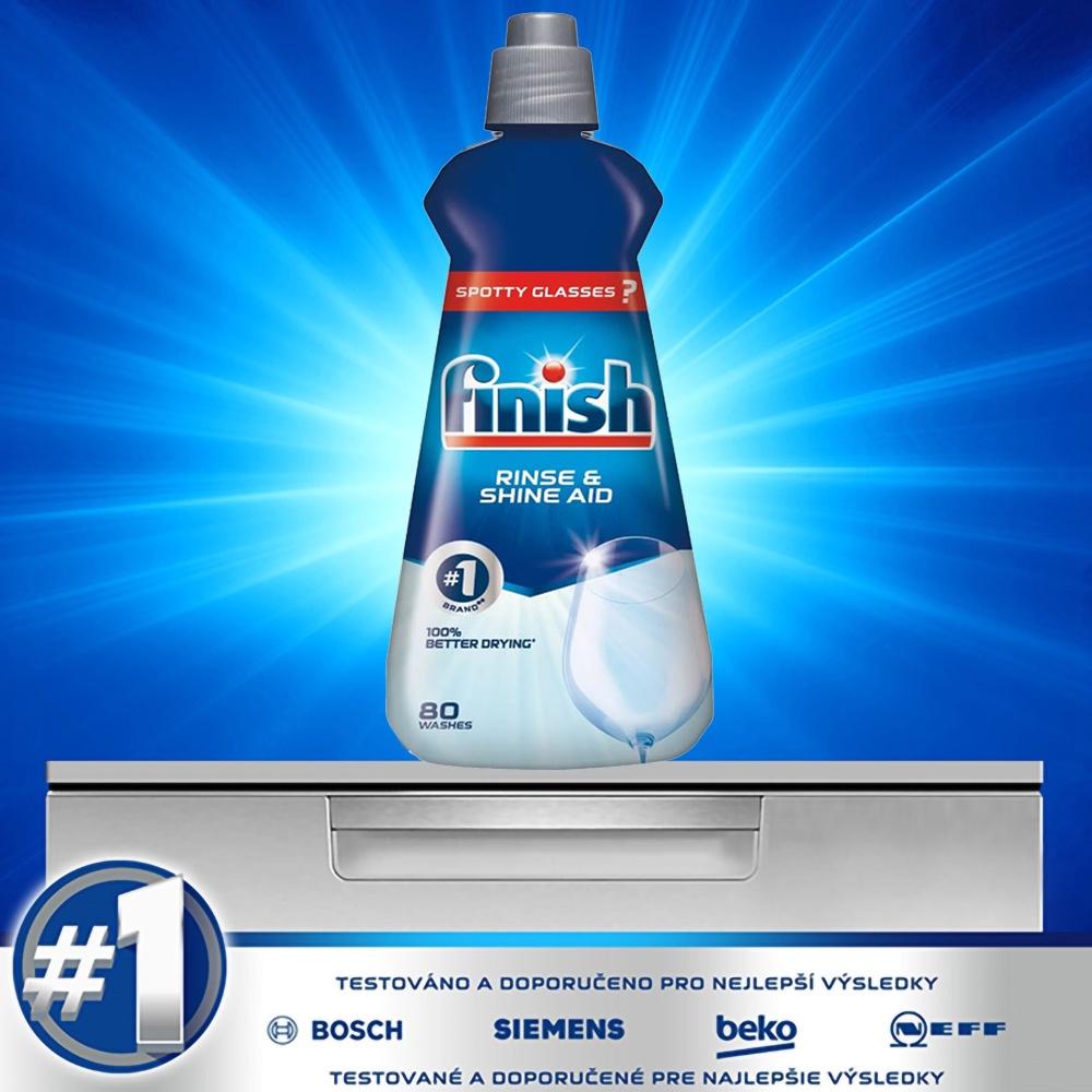 Combo 2 chai nước làm bóng và khô bát, đĩa Finish nhập khẩu Châu Âu Dishwasher Rinse &amp; Shine Aid Regular 400ml (2x400ml)