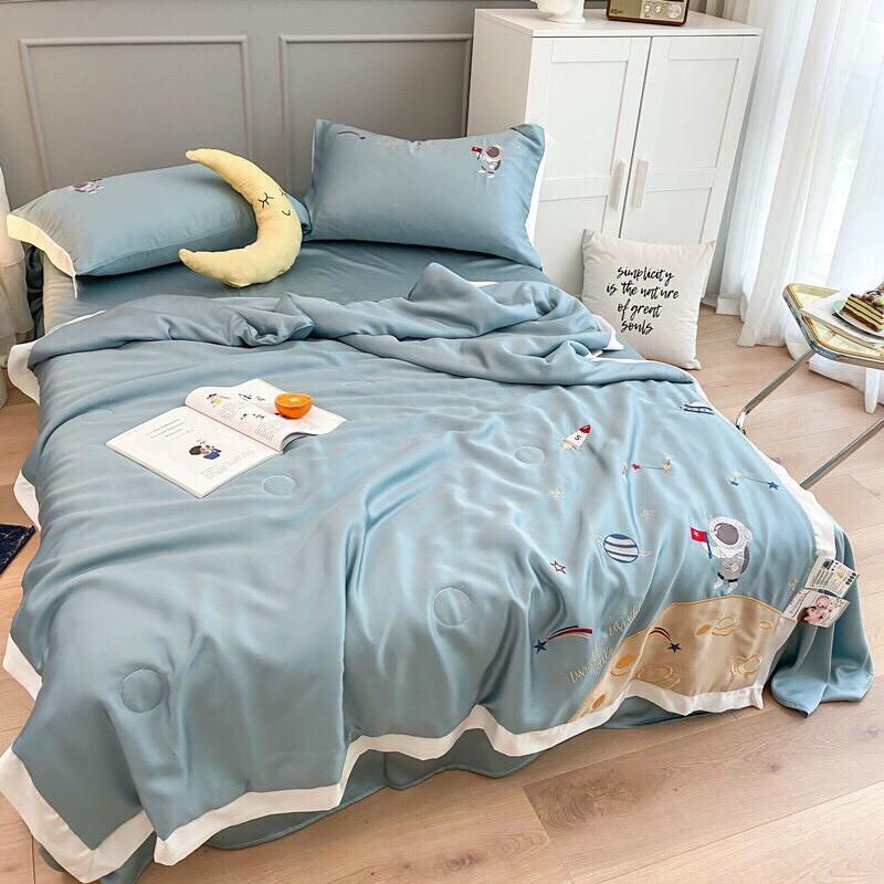 Bộ chăn ga gối Tencel 4 món chăn trần