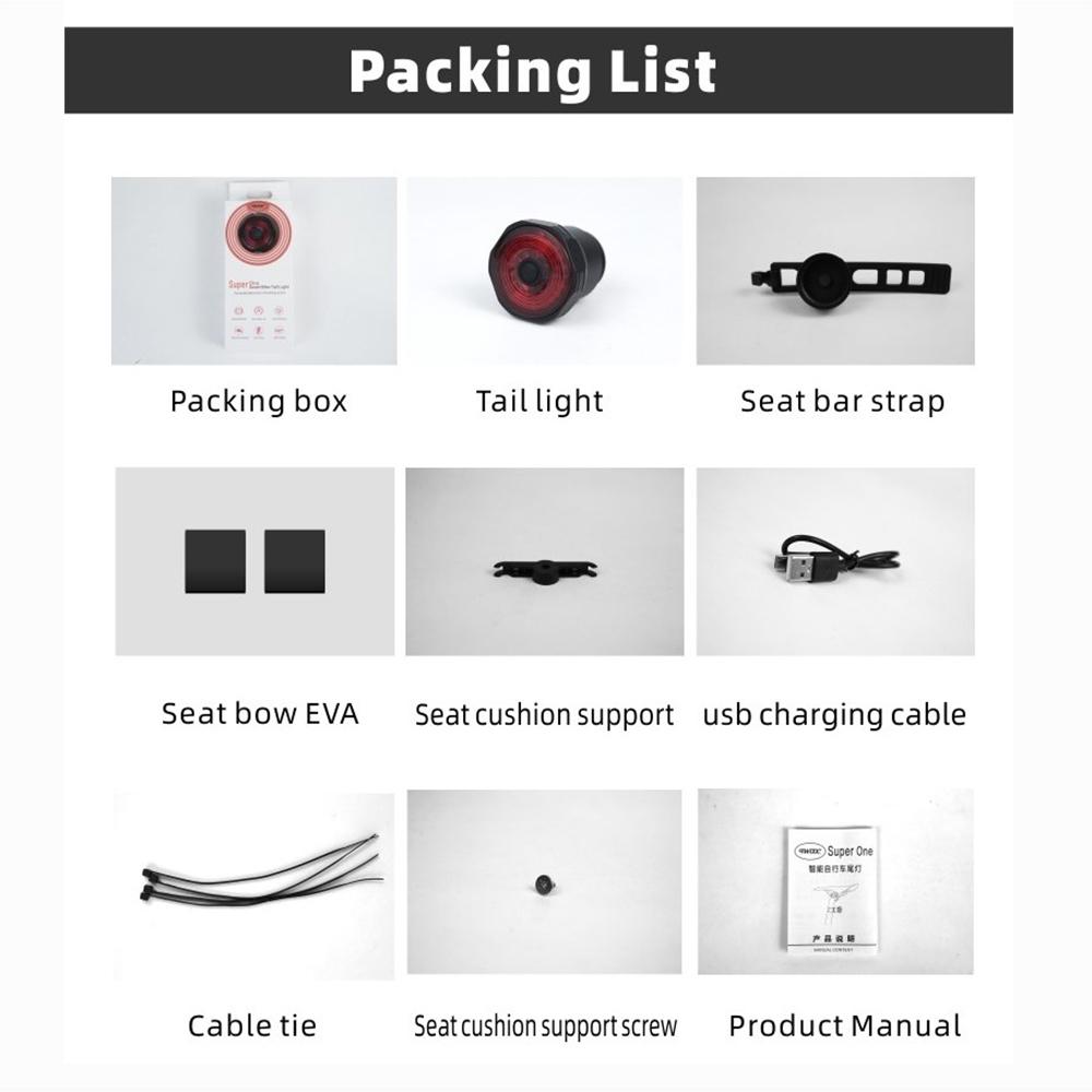 Đèn hậu xe đạp siêu sáng sạc USB, Đèn LED chống thấm nước thông minh