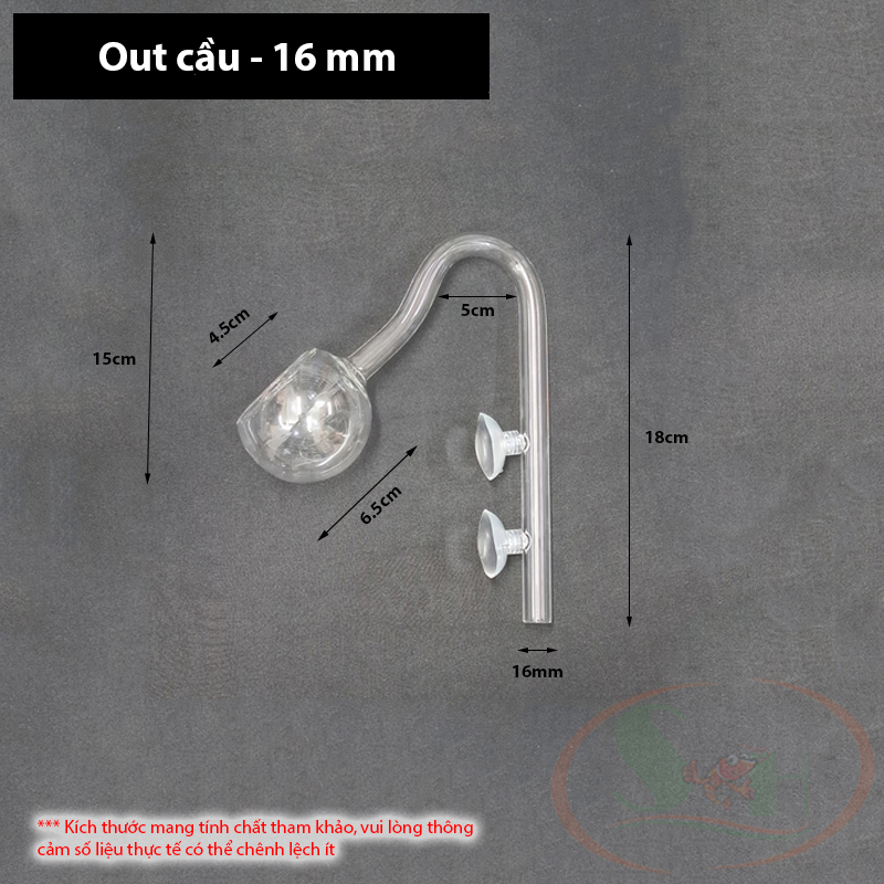 Ống in out thủy tinh mini 10, 12, 16 mm gắn bơm lọc thùng bể cá tép thủy sinh