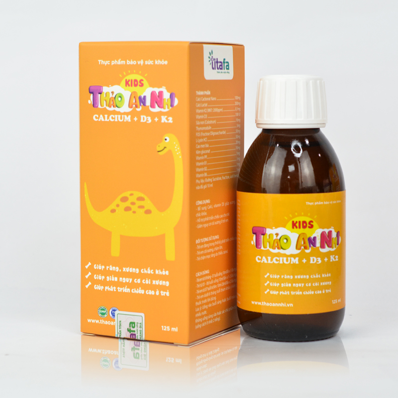 KIDS THẢO AN NHI CALCIUM+D3+K2 - Hỗ trợ phát triển chiều cao ở trẻ - Chai 125ml - [Chính hãng TITAFA]