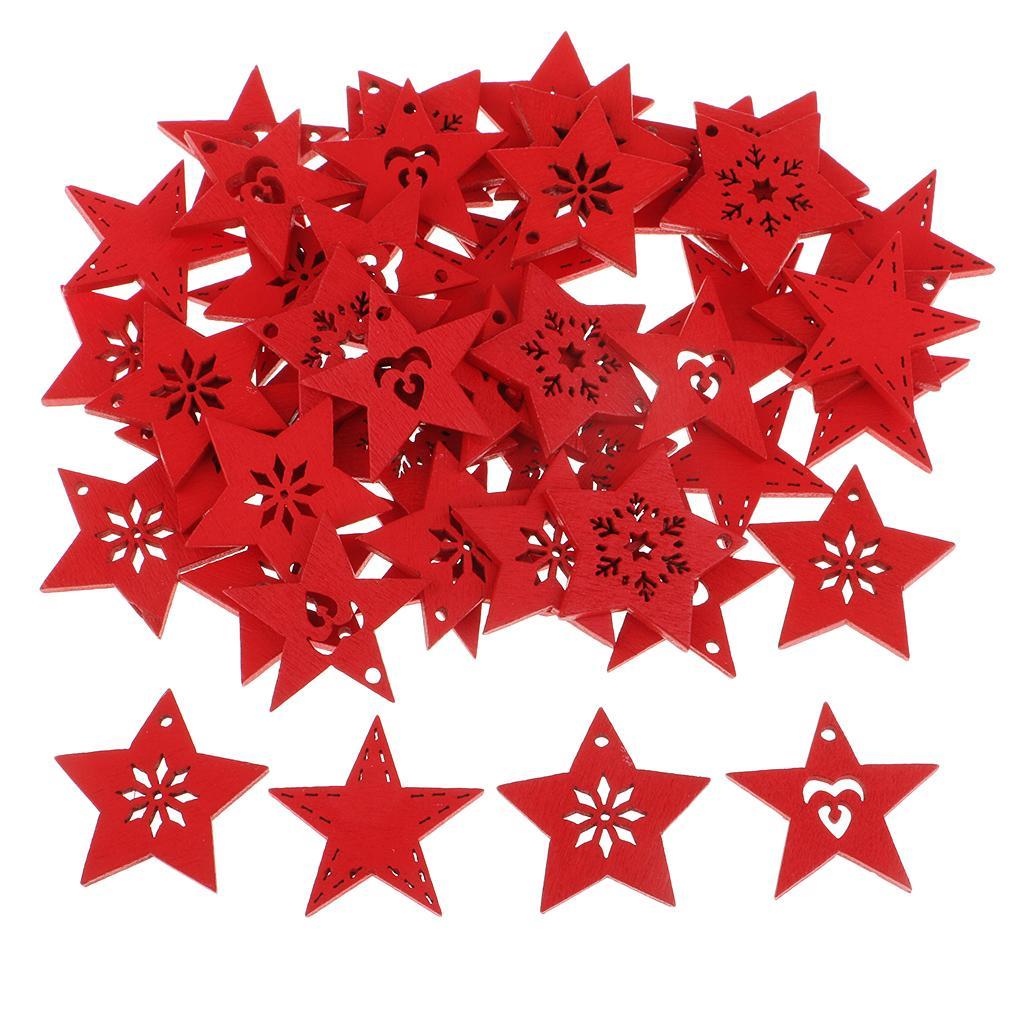 100pcs Unfinished Wood Carved Star Cutout Shapes Wooden Pieces Embellishment