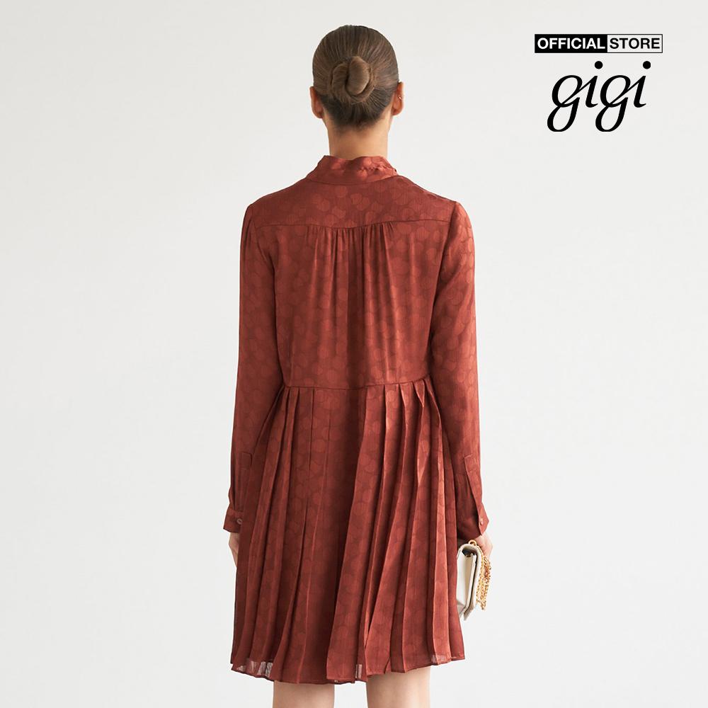 GIGI - Đầm mini tay dài cổ V phối thắt nơ to thời trang G2102D222151