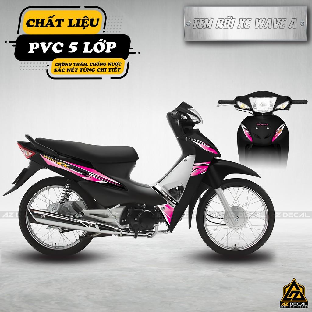 Tem Chế Dán Wave Alpha 110 100 Phong Cách Cacbon Racing Pink| WA03 | Decal Rời Dán Xe Máy Chống Nước - 2006 - 2017