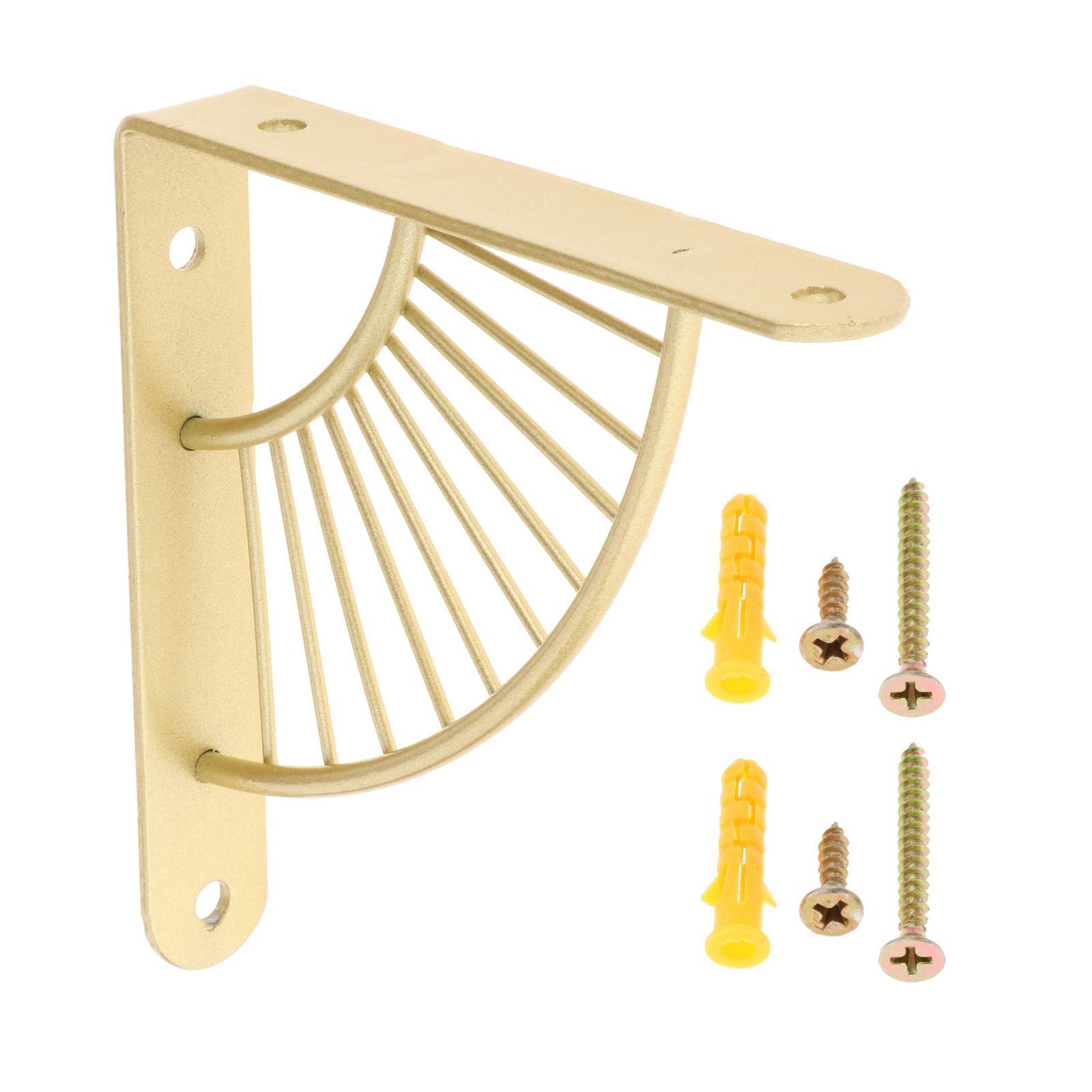 2X Nordic Metal Wall Mount Shelf Bracket Bathroom Kitchen Hardware Golden 15cm