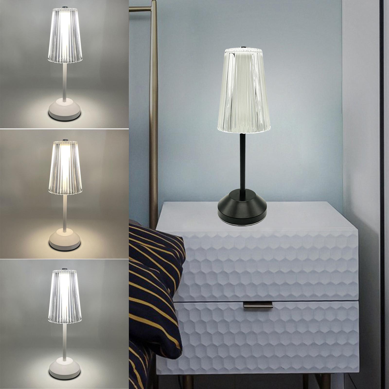 Crystal Table Lamp w/ USB Charging Ports, Night Light Black Base