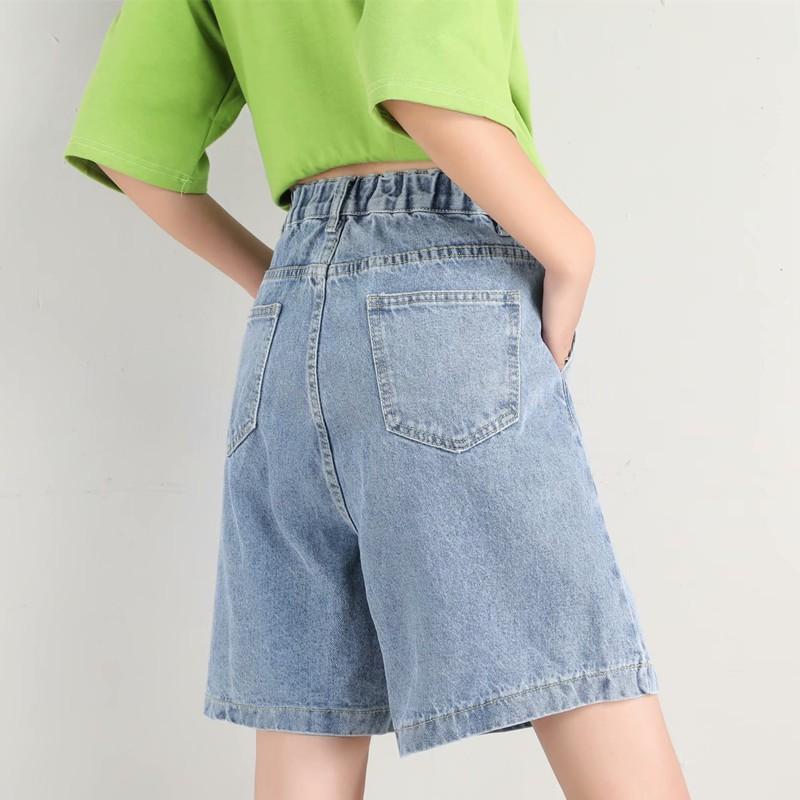 Quần Short Denim Ống Rộng Trơn Màu Thời Trang Mùa Hè Dành Cho Nữ