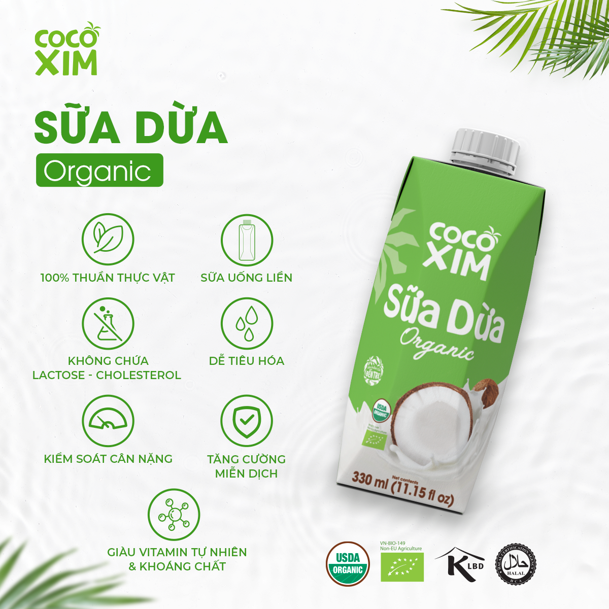 Sữa Dừa Cocoxim Organic 330ml/ 1 Hộp