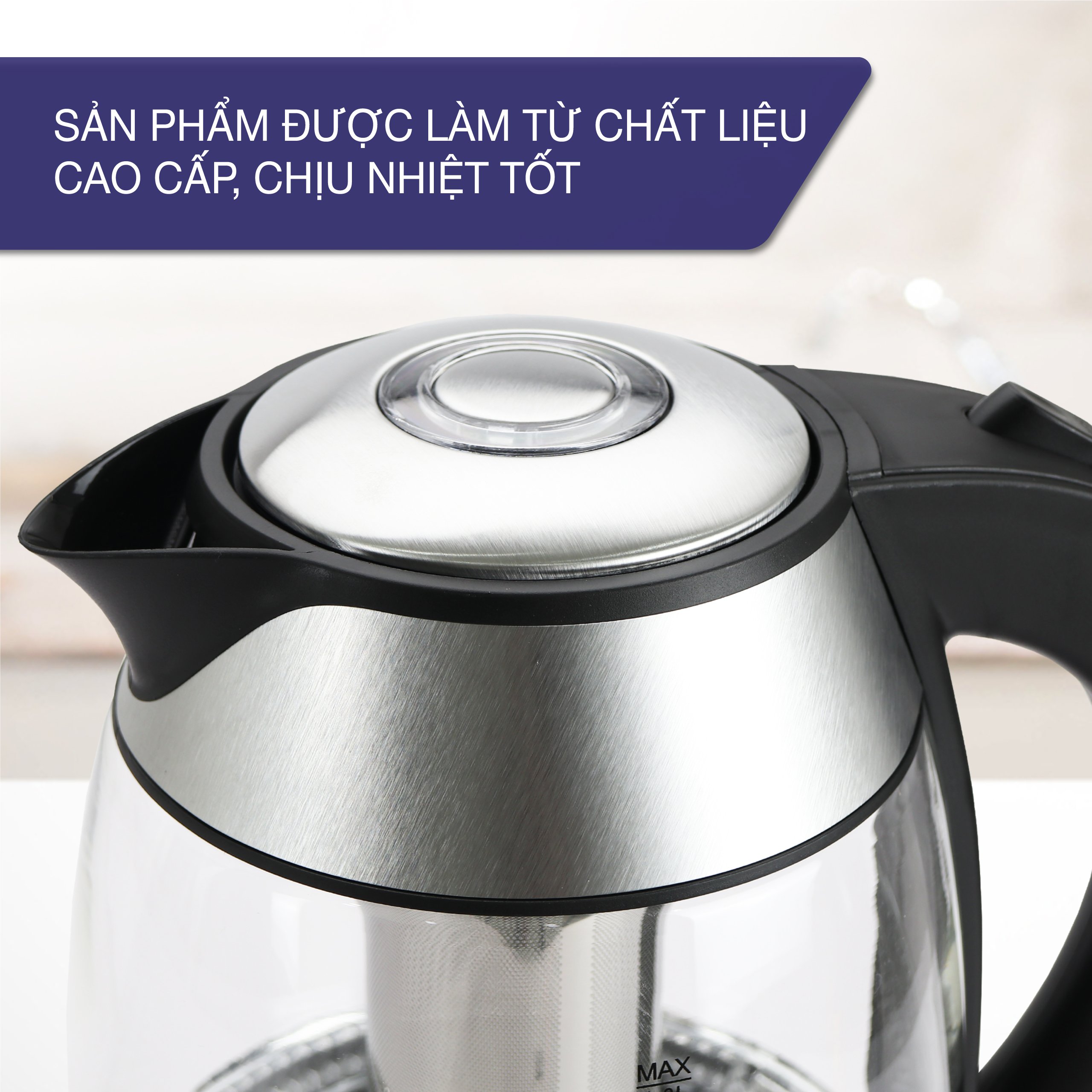 Ấm siêu tốc thuỷ tinh 1,8lit Lebenlang LBE2819