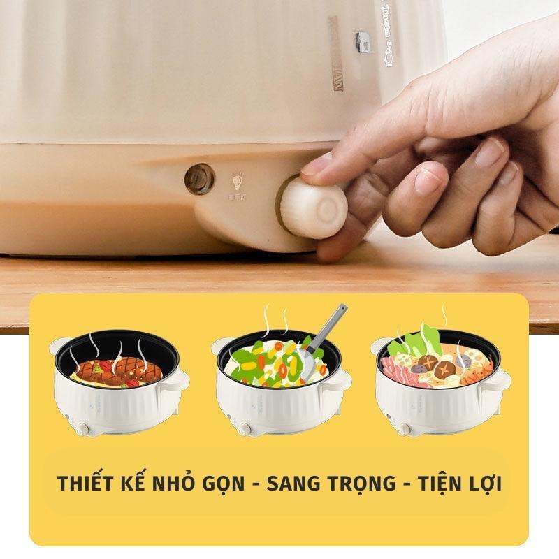 NỒI LẨU ĐIỆN ĐA NĂNG KÈM GIÁ HẤP INOX CAO CẤP - NỒI ĐIỆN CHIÊN XÀO HÂM NÓNG THỨC ĂN SIÊU NHANH CHỐNG DÍNH