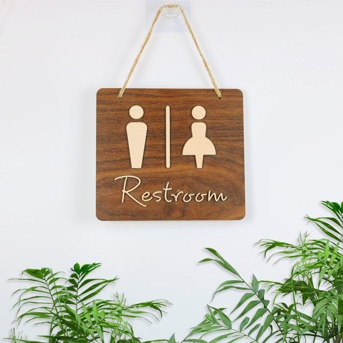 Bảng gỗ decor trang trí treo nhà vệ sinh, toilet, nhà tắm