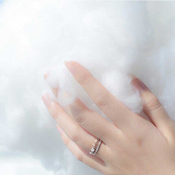 Nhẫn Bạc Nữ 925 Nhẫn bạc ren đôi đính đá