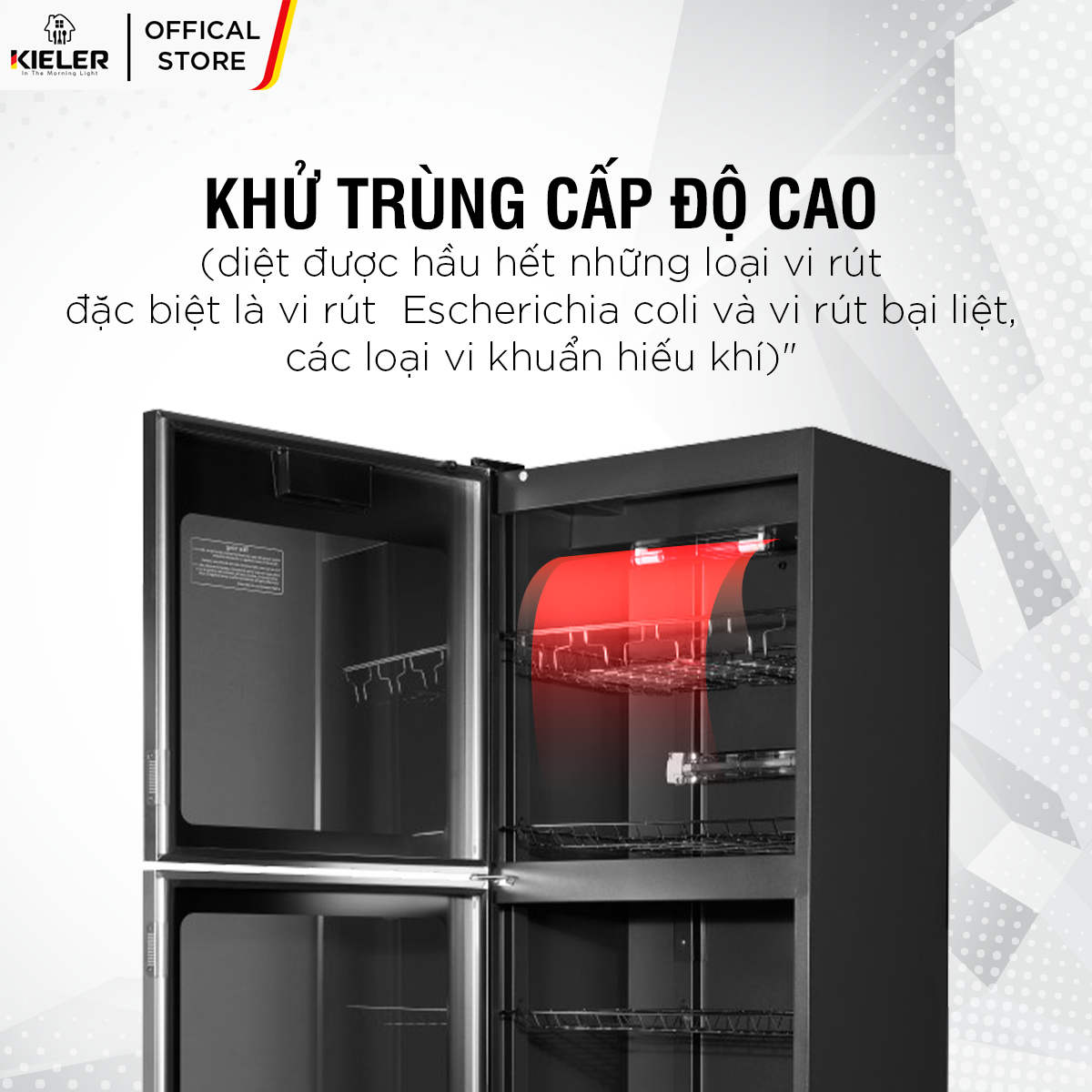 Tủ tiệt trùng cảm ứng Kieler KL-TC575 công nghệ hiển thị AI khử trùng liên tục 24 giờ bằng ozone và tia UV - Hàng Chính Hãng