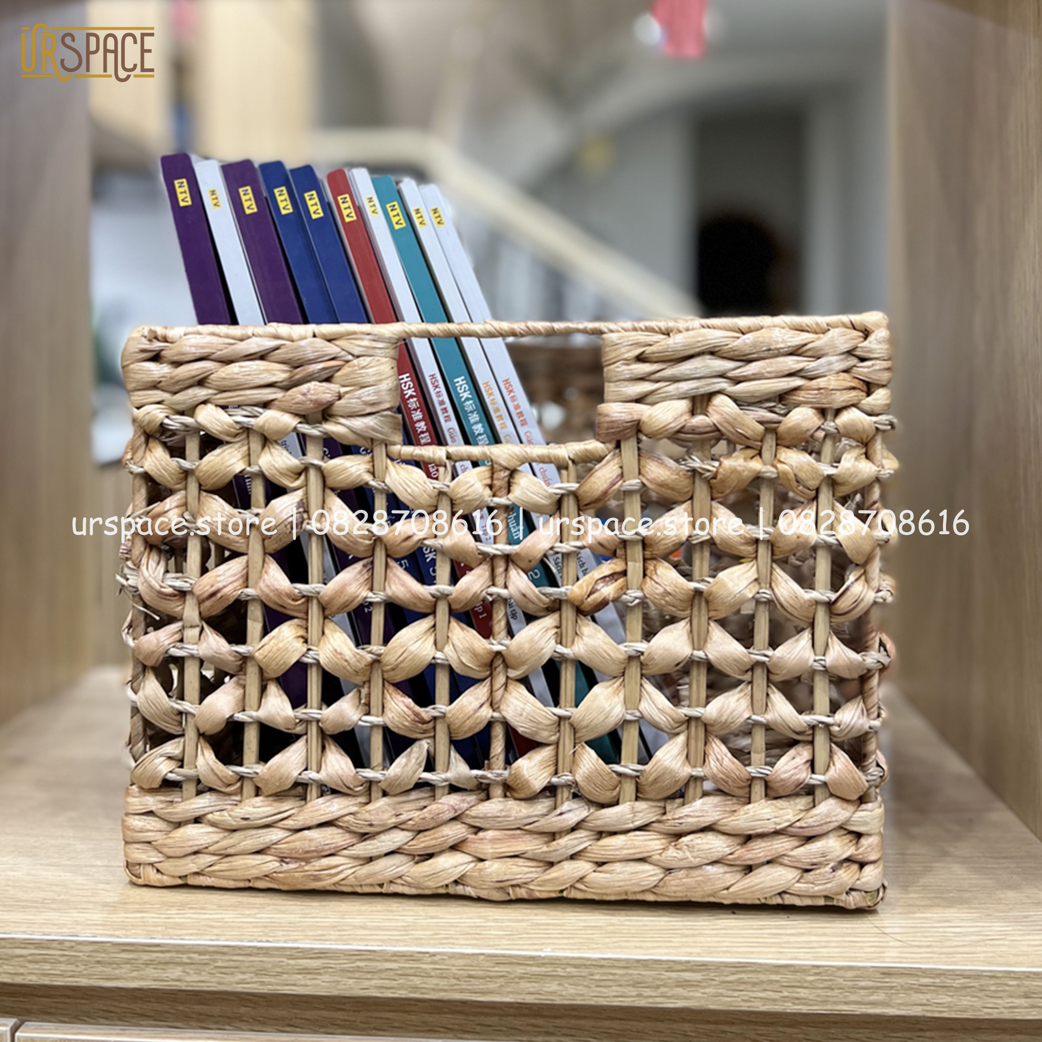 Sọt đựng đồ đa năng bằng lục bình sọt hình vuông handmade/ Hand-woven square cabinet basket for home decor