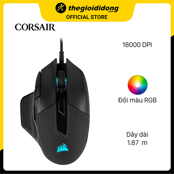 Chuột Gaming Corsair NightSword RGB Pro Màu Đen - Hàng Chính Hãng