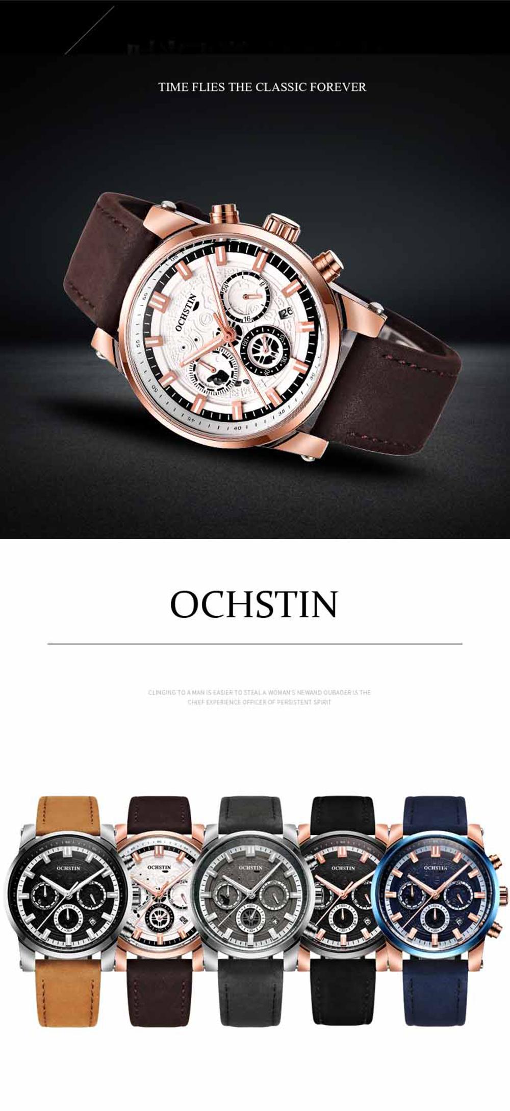 Đồng hồ dây da OCHSTIN  Quartz Thể thao có dạ quang