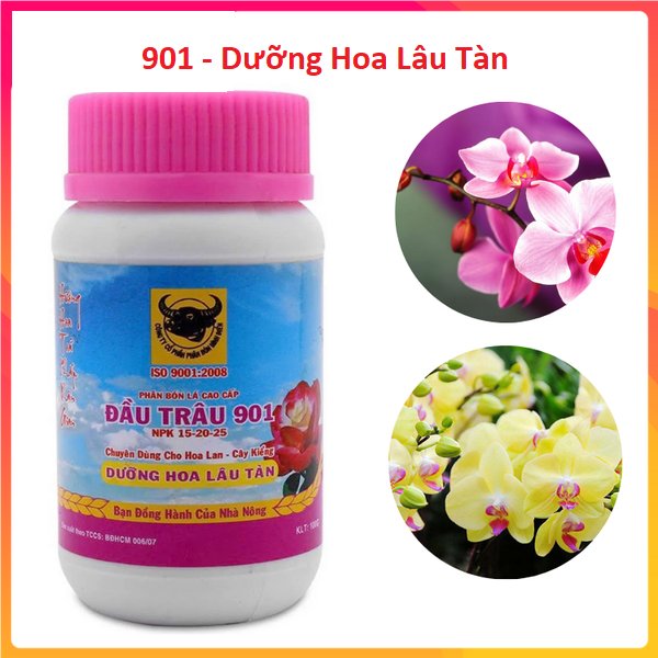 Phân Bón Đầu Trâu 901 dưỡng hoa lâu tàn NPK - Chai 100Gr