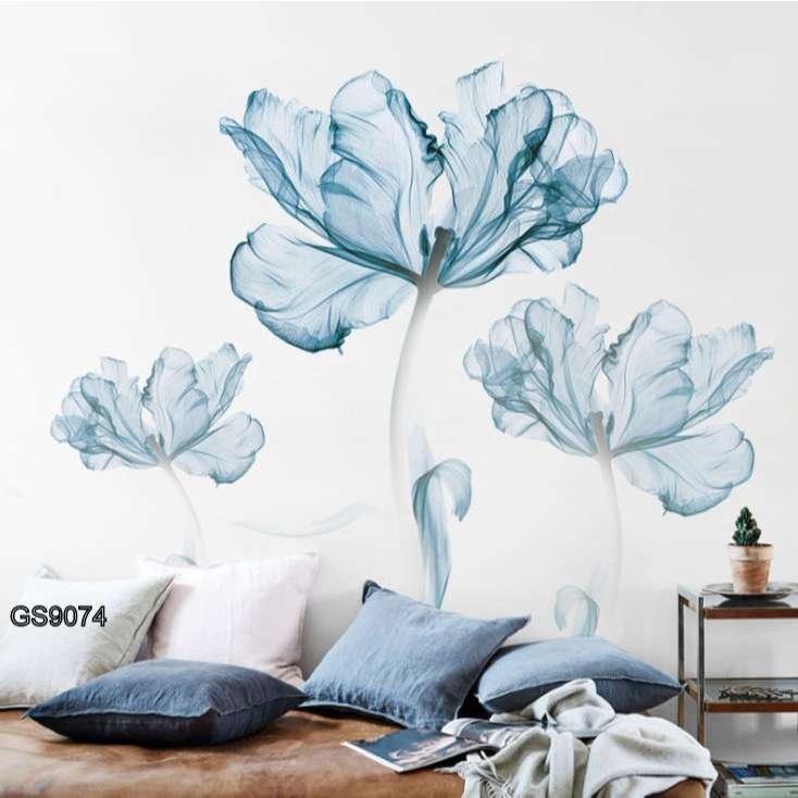 Decal Hoa Xanh 3D – GS9074. Trang trí phòng, trang trí nhà thêm sinh động.