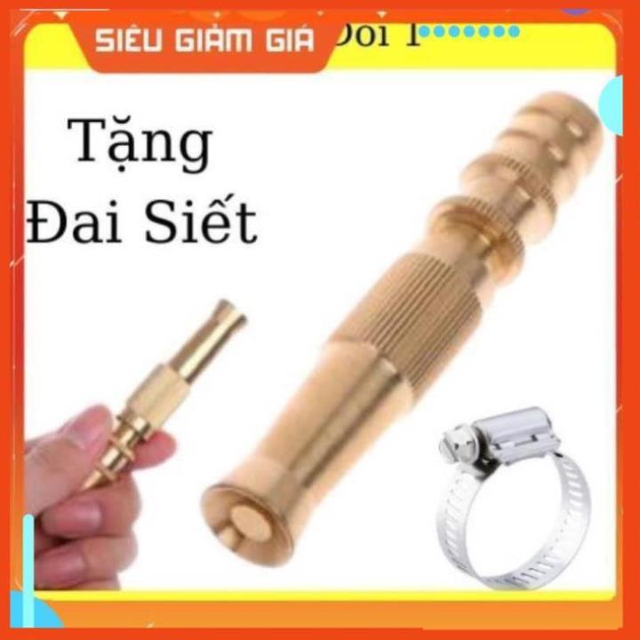 Đầu vòi xịt tăng áp mini bằng đồng phun nước rửa xe, tưới cây tăng áp đa năng có đai siết ống đi kèm 206587