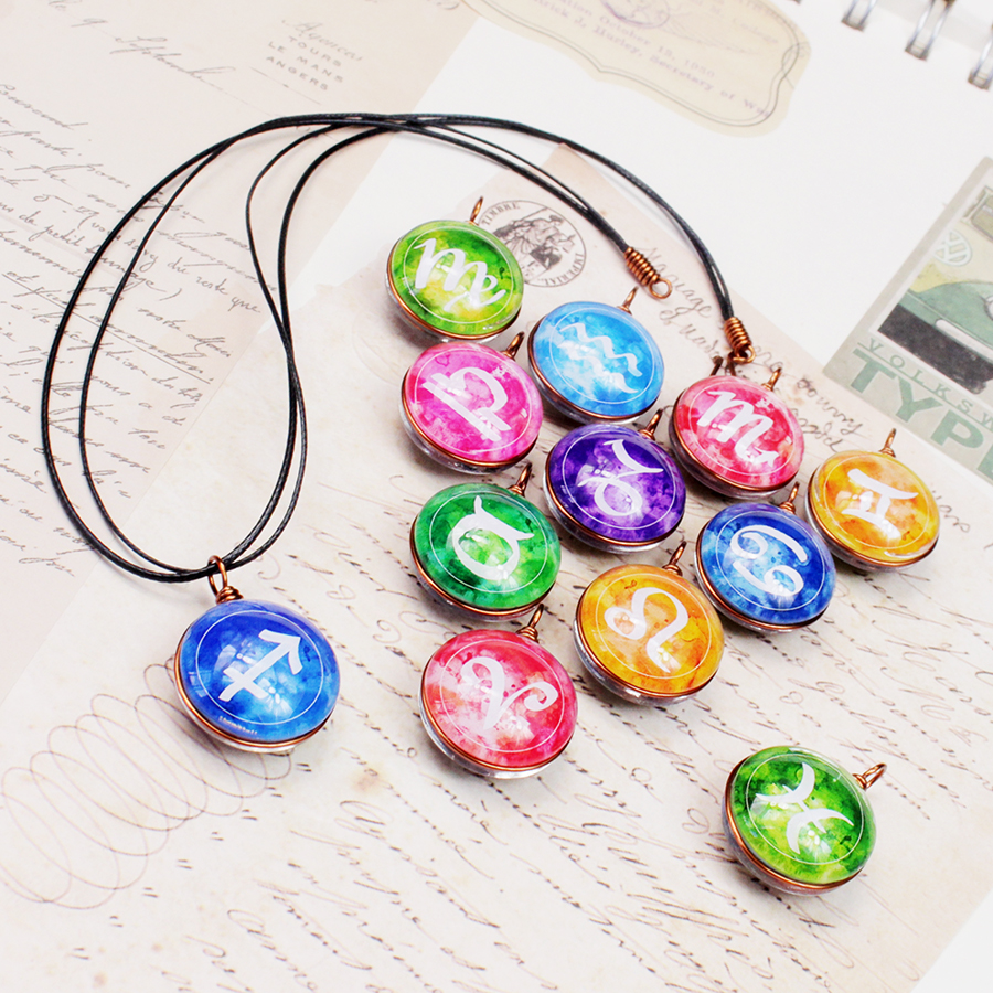 Dây chuyền 12 cung hoàng đạo Zodiac màu sắc tươi sáng siêu đẹp cho nữ 06647-DC0014