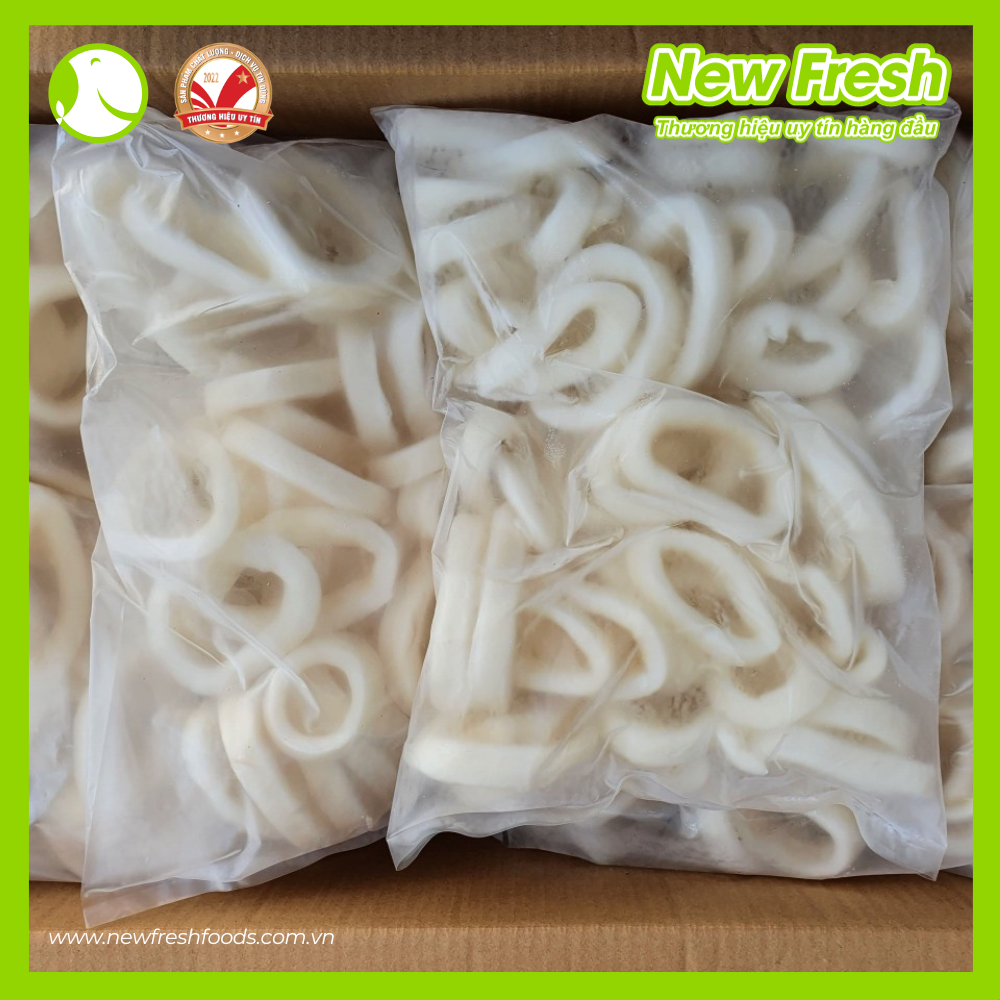 Mực Ống Làm Sạch Cắt Khoanh Không Da Túi 1Kg