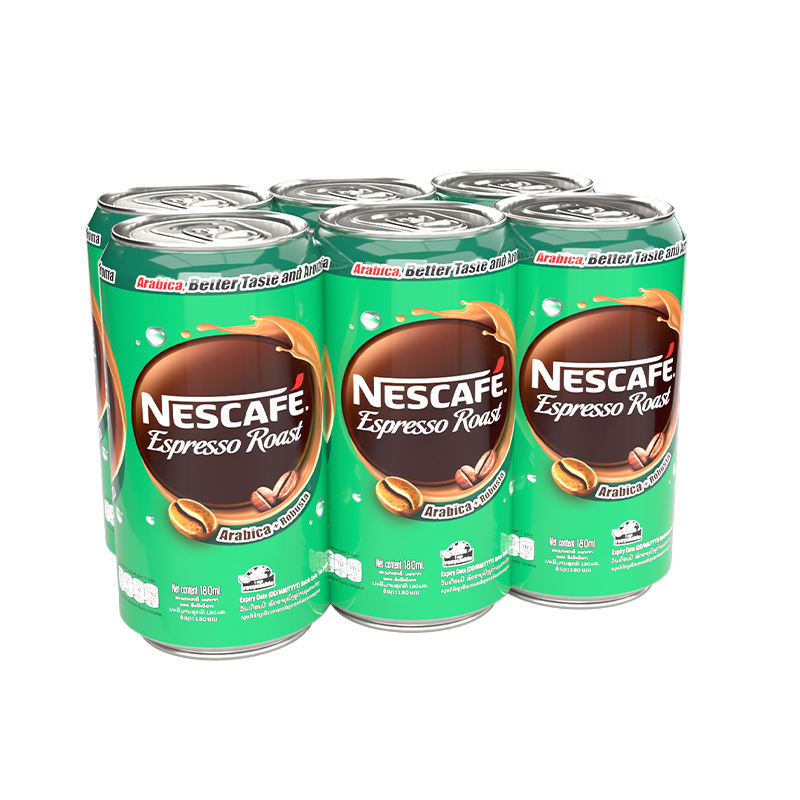 [Tặng Túi Tote Vải Màu Ngẫu Nhiên ] Combo 6 Lon Cà phê uống liền NESCAFÉ Espresso Roast (lon 180ml)