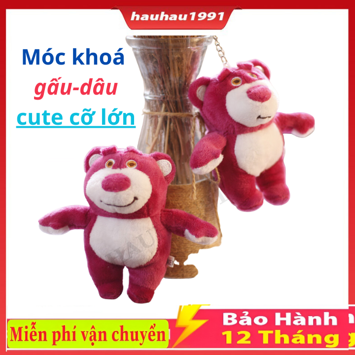 Móc khoá gấu dâu Lotso, phụ kiện trang trí túi, balo, chìa khoá,Hàng đẹp, to