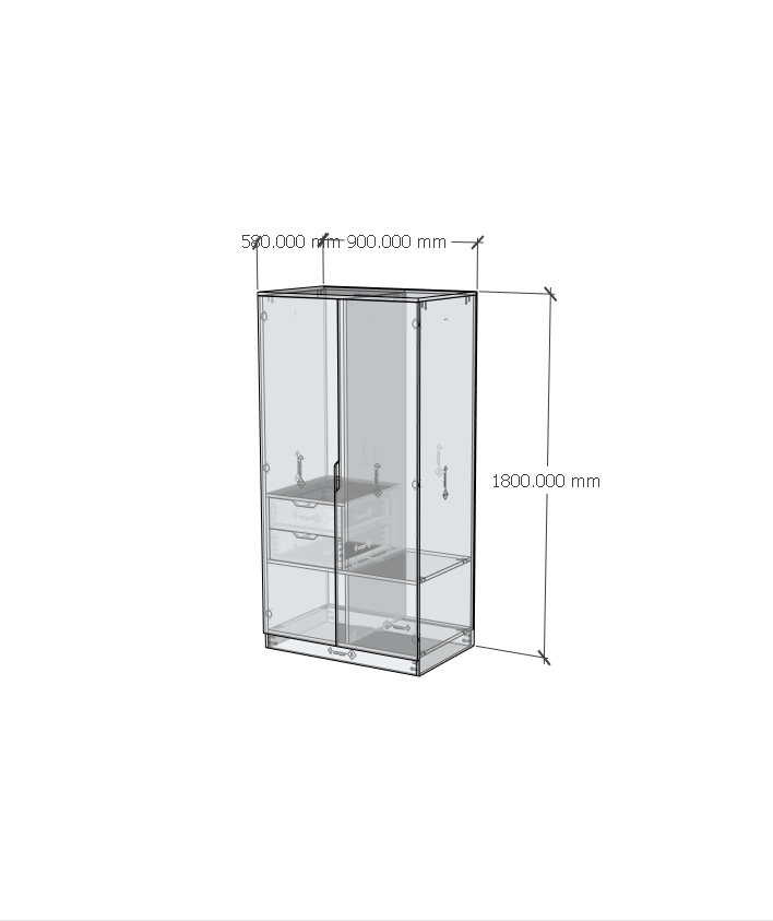 DASH, Tủ lưu trữ cửa mở - 2 ngăn kéo,  90cm x 58cm x 180cm , TCM_022