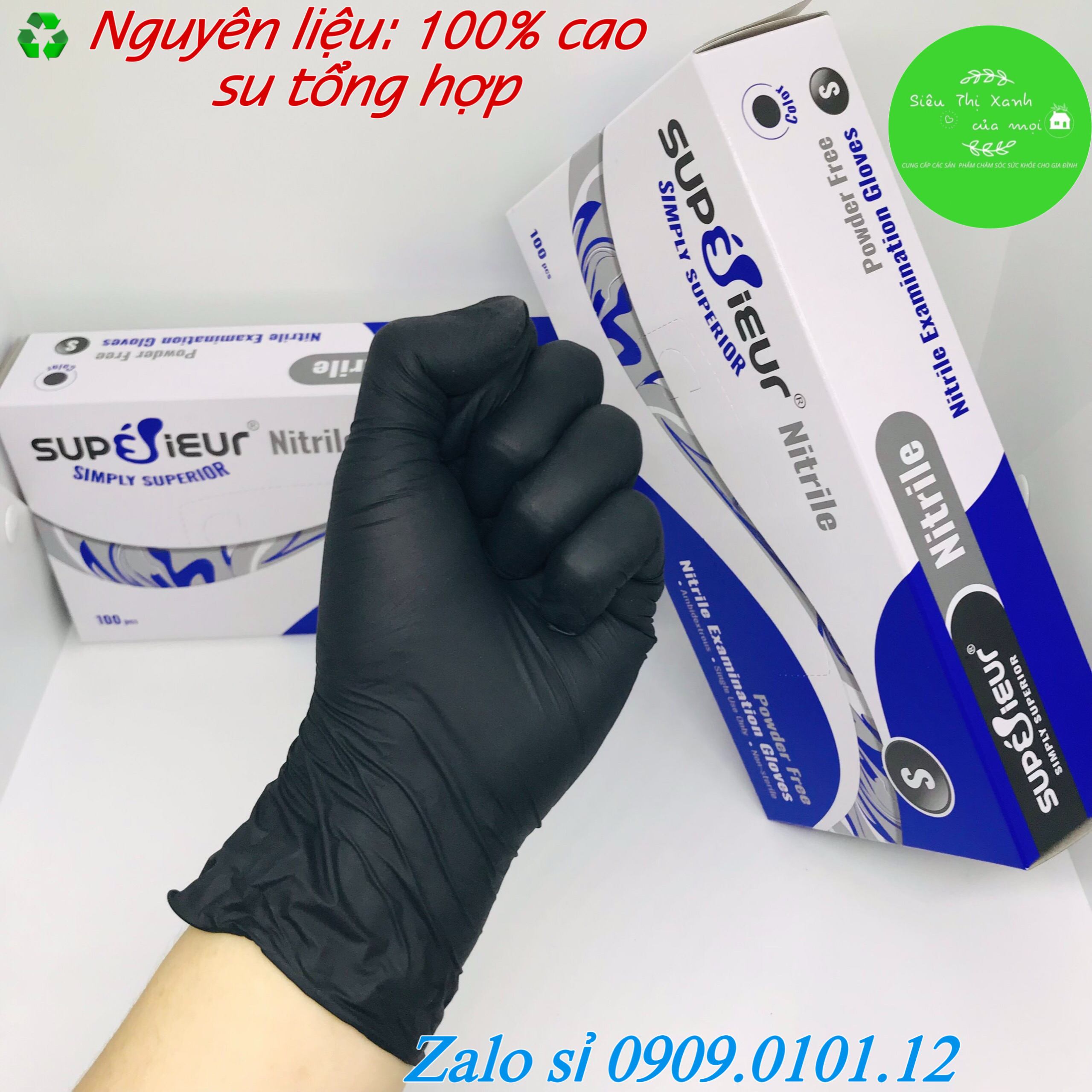 Găng tay y tế không bột nitrile (hộp 100 cái), bao tay y tế đen, găng tay đen đa năng