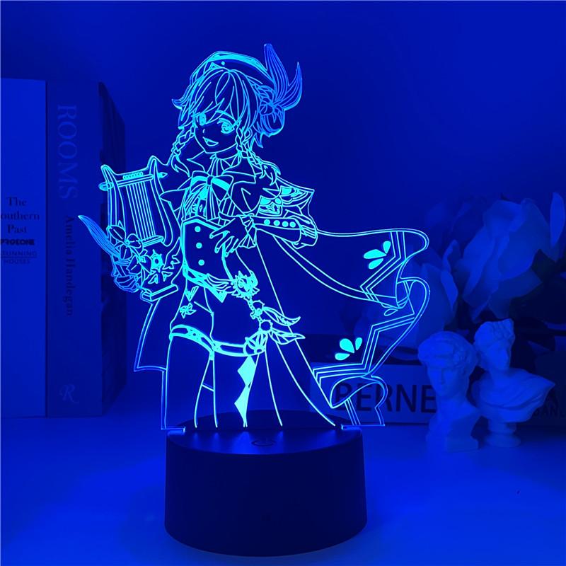 Genshin Tác Động 3D Đèn Game Manga Hình Bầu Không Khí Ảo Giác LED Cho Phòng Ngủ Đầu Giường Trang Trí Trẻ Em Quà Tặng Đèn Ngủ Lampara