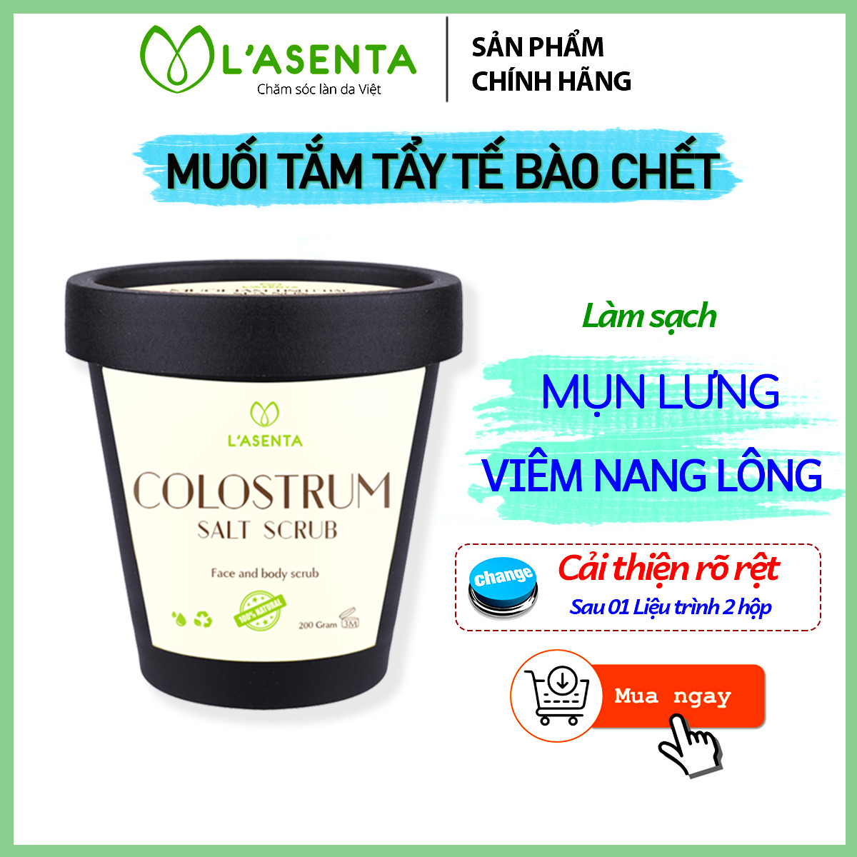 Muối Tắm Tinh Chất Sữa Non L’asenta  Colostrum Salt Scrub (200g)