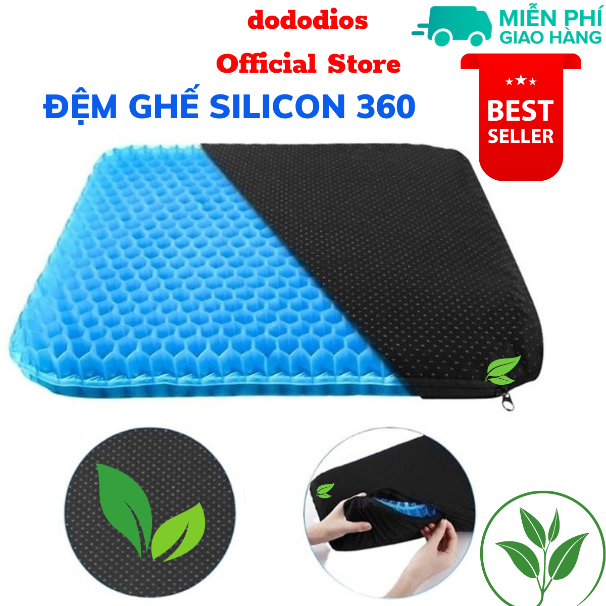 Đệm Ngồi 3D 2 Lớp Thoáng Khí Gel Tổ Ong Lót Ghế Trên Ô Tô Giúp Tuần Hoàn Máu, Chống Đau Mỏi Lưng - Hãng dododios