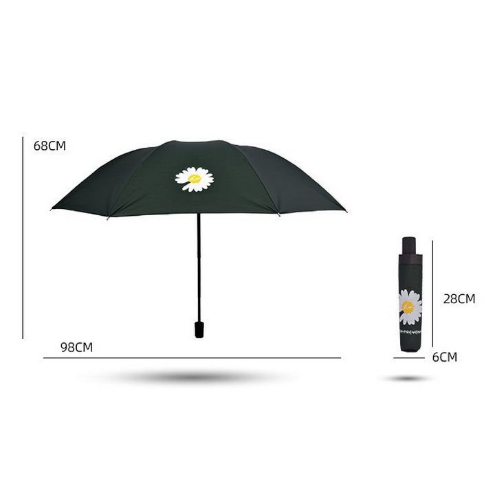 Dù xếp hoa cúc daisy Hàn Quốc màu đen