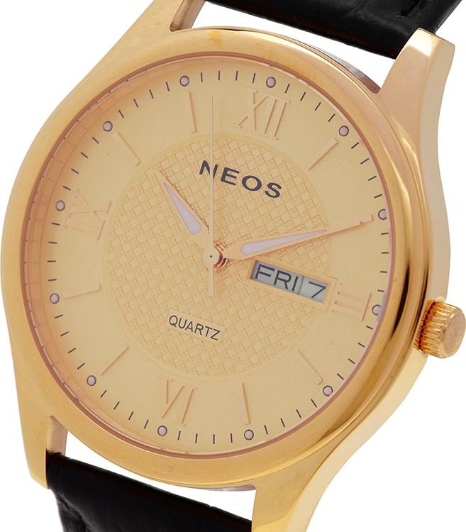 Đồng hồ Neos N-30869M nam dây da mặt vàng